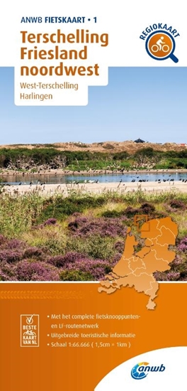 Afbeelding van ANWB Fietskaart Fietskaart Terschelling, Friesland noordwest 1:66.666
