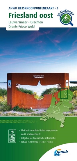 Afbeelding van ANWB Fietsknooppuntenkaart Fietsknooppuntenkaart Friesland oost 1:100.000