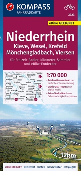 Afbeelding van Kompass Fietskaarten Kompass FK3323 Fietskaart Niederrhein