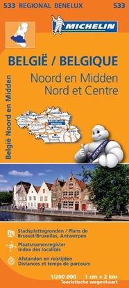Afbeeldingen van Regionale kaarten Michelin Michelin Wegenkaart 533 België Noord en Midden