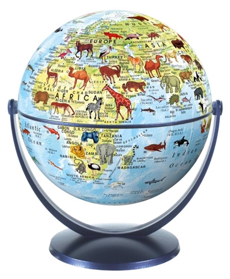 Afbeelding van Kinderglobe 15 cm dieren fys. blauwe oceaan draai & kantel