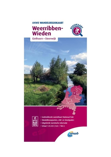 Afbeelding van ANWB Wandelregiokaart Wandelregiokaart Weerribben-Wieden 1:33.333