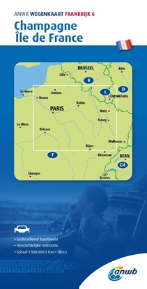 Afbeeldingen van ANWB Wegenkaart ANWB Wegenkaart Frankrijk 6. Champagne/ Ile de France