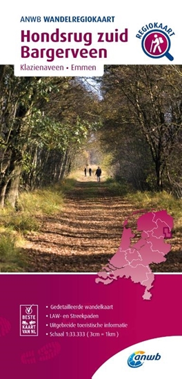 Afbeelding van ANWB Wandelregiokaart Hondsrug zuid, Bargerveen