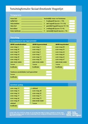 Afbeeldingen van Sociaal Emotionele Vragenlijst (SEV) - scoreformulieren