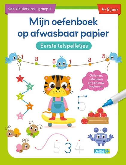 Afbeelding van Mijn oefenboek op afwasbaar papier Eerste telspelletjes 4-5 jaar