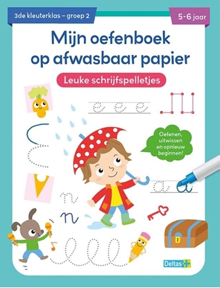 Afbeeldingen van Mijn oefenboek op afwasbaar papier Leuke schrijfspelletjes 5-6 jaar