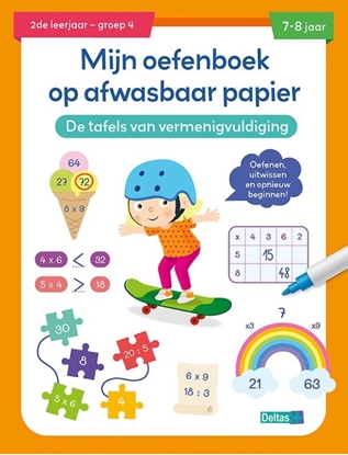 Afbeeldingen van Mijn oefenboek op afwasbaar papier De tafels van vermenigvuldiging 7-8 jaar