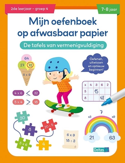 Afbeelding van Mijn oefenboek op afwasbaar papier De tafels van vermenigvuldiging 7-8 jaar