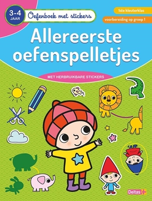 Afbeeldingen van Oefenboek met stickers - Allereerste oefenspelletjes (3-4 j.)