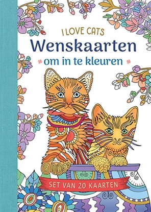Afbeeldingen van Wenskaarten om in te kleuren - I love cats