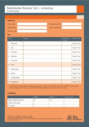 Afbeeldingen van Nederlandse Benoem Test - Screening (NBT - Screening) - scoreformulieren