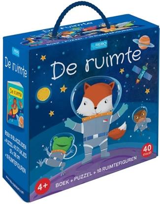 Afbeeldingen van De ruimte - boek + puzzel + 10 figuren