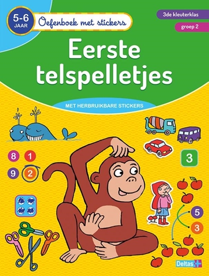 Afbeelding van Oefenboek met stickers Eerste telspelletjes 5-6 jaar 3de kleuterklas groep 2