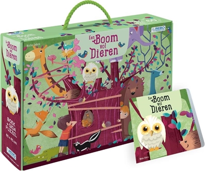 Afbeeldingen van Een boom vol dieren - boek + giga puzzel