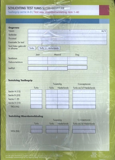 Afbeelding van Schlichting Test Turks Scoreformulier