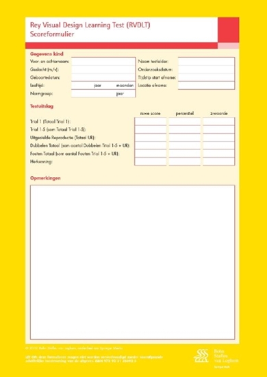 Afbeelding van Rey Visual Design Learning Test (RVDLT) - scoreformulieren
