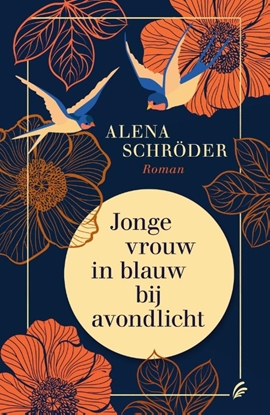 Afbeeldingen van Jonge vrouw in blauw bij avondlicht
