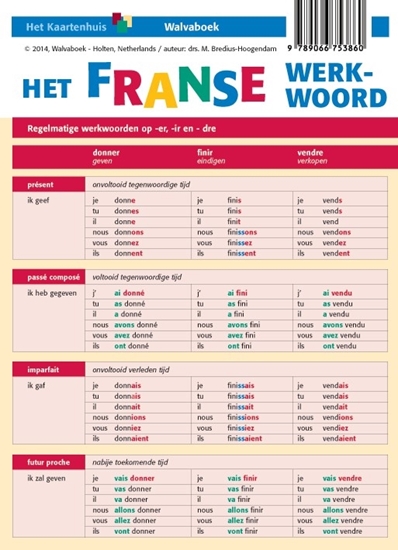 Afbeelding van Taalkaarten Walvaboek Het Franse werkwoord