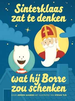 Afbeeldingen van Sinterklaas zat te denken wat hij Borre zou schenken