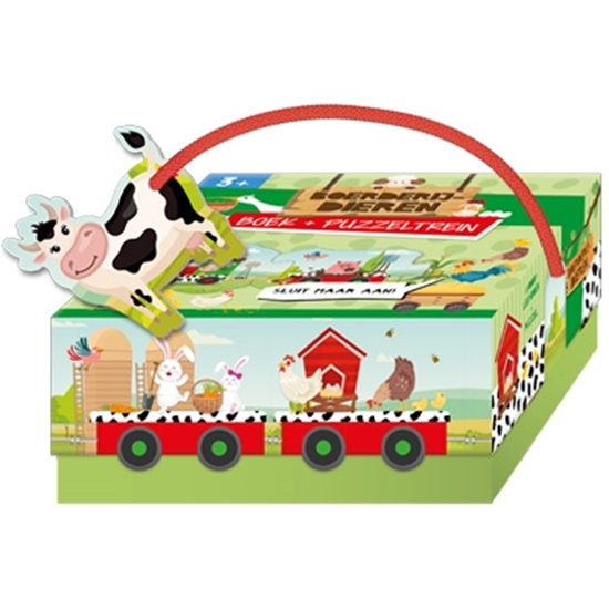 Afbeelding van Boerderijdieren- boek + puzzeltrein