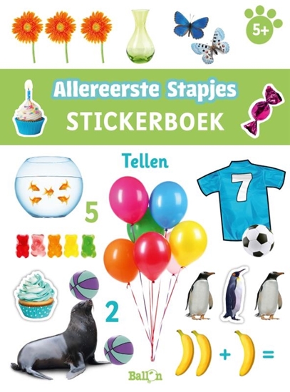 Afbeelding van Allereerste stapjes Stickerboek tellen 5+