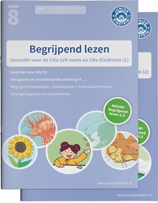 Afbeeldingen van Begrijpend lezen Oefenboeken Set groep 8 M8/E8 Delen 1 en 2