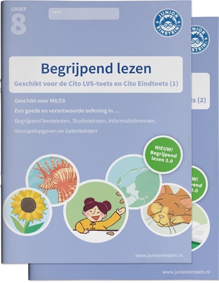 Afbeelding van Begrijpend lezen Oefenboeken Set groep 8 M8/E8 Delen 1 en 2