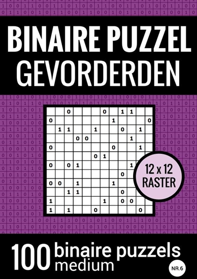 Afbeelding van Binaire Puzzel Medium voor Gevorderden - Puzzelboek met 100 Binairo's - NR.6