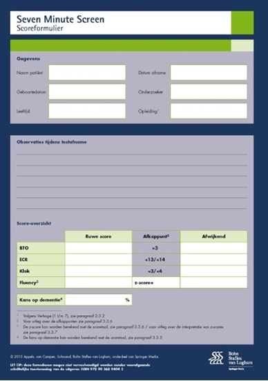 Afbeelding van Seven minute Screen (7MS) - scoreformulieren