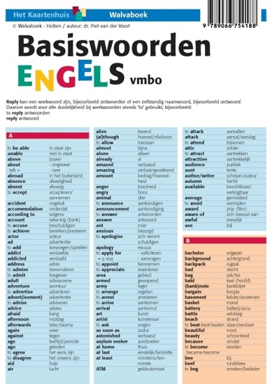 Afbeelding van Taalkaarten Walvaboek Basiswoorden Engels vmbo