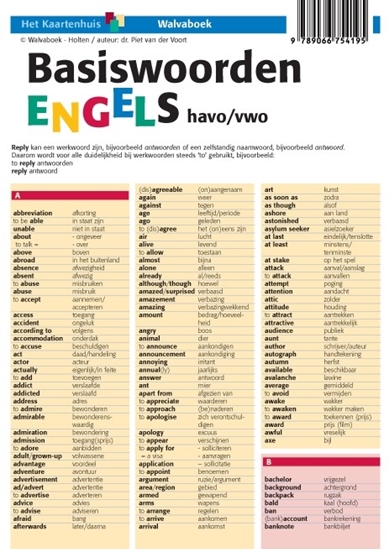 Afbeelding van Taalkaarten Walvaboek Basiswoorden engels havo/vwo