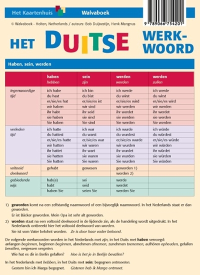 Afbeelding van Taalkaarten Walvaboek Het Duitse werkwoord