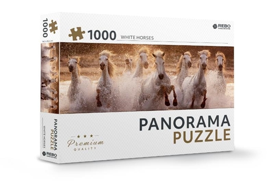 Afbeelding van Rebo legpuzzel panorama 1000 stukjes - White horses