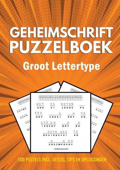 Afbeelding van Geheimschrift Puzzelboek - Groot Lettertype - 100 Puzzels - Incl. Uitleg, Tips en Oplossingen