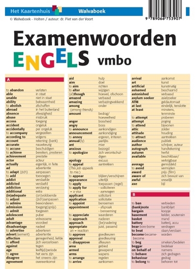 Afbeelding van Taalkaarten Walvaboek Examenwoorden Engels vmbo