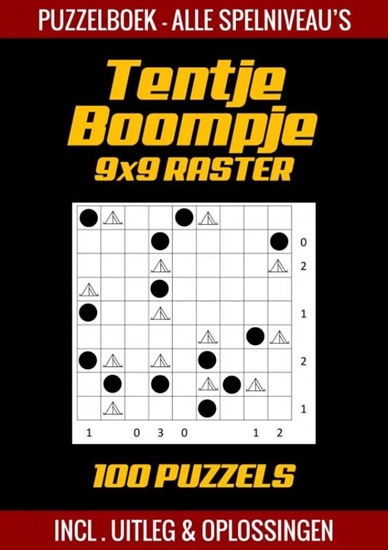 Afbeelding van Tentje Boompje - Puzzelboek Alle Spelniveau's - 100 Puzzels Incl. Uitleg en Oplossingen - 9x9 Raster