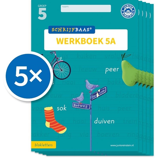 Afbeelding van Schrijfbaas Schrijfbaas Blokletters Werkboek 5A (Set van 5)