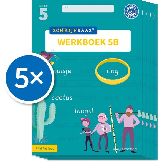 Afbeelding van Schrijfbaas Schrijfbaas Blokletters Werkboek 5B (Set van 5)