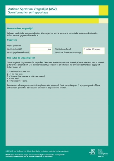 Afbeelding van Autisme Spectrum Vragenlijst (ASV ) - scoreformulieren