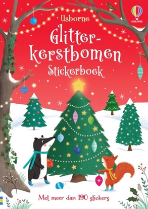 Afbeeldingen van Usborne Glitterstickerboek Glitterkerstbomen Stickerboek