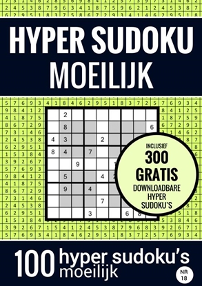 Afbeeldingen van Sudoku Moeilijk: HYPER SUDOKU - nr. 18 - Puzzelboek met 100 Moeilijke Puzzels voor Volwassenen en Ouderen
