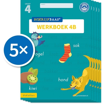 Afbeeldingen van Schrijfbaas Schrijfbaas Blokletters Werkboek 4B (Set van 5)