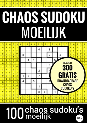Afbeeldingen van Sudoku Moeilijk: CHAOS SUDOKU - nr. 4 - Puzzelboek met 100 Moeilijke Puzzels voor Volwassenen en Ouderen