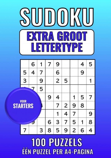 Afbeelding van Sudoku Extra Groot Lettertype - voor Starters - 100 Puzzels - Eén Puzzel per A4-Pagina