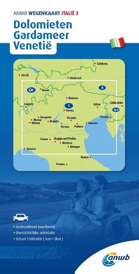 Afbeelding van ANWB Wegenkaart ANWB*Wegenkaart Italië 3. Dolomieten/Gardameer/Venetië