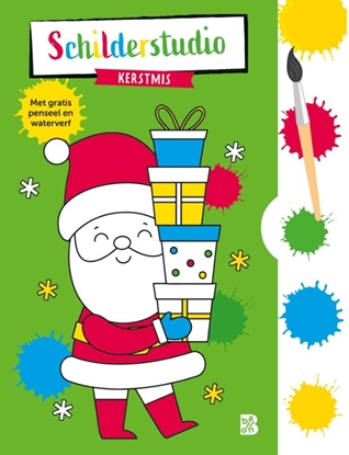 Afbeeldingen van Kerstmis Kleurboek met verfpalet en penseel Kerstmis