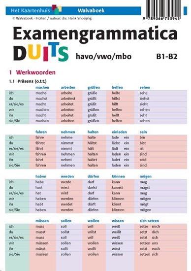 Afbeelding van Taalkaarten Walvaboek Examengrammatica Duits havo/vwo/mbo B1-B2
