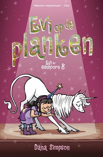 Afbeelding van Evi en eenhoorn Evi op de planken