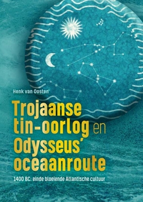 Afbeeldingen van Trojaanse tin-oorlog en Odysseus’ oceaanroute